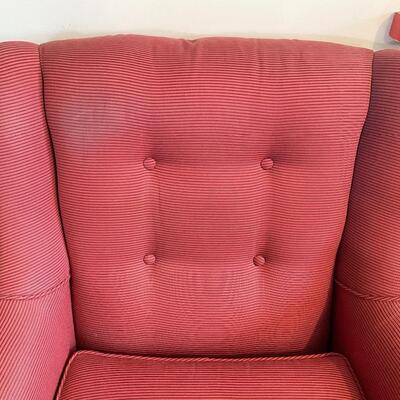 RED UPHOLSTERED ARMCHAIR