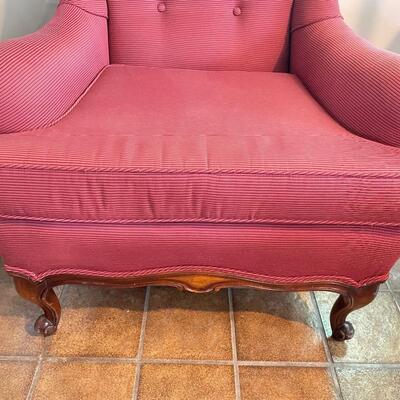 RED UPHOLSTERED ARMCHAIR