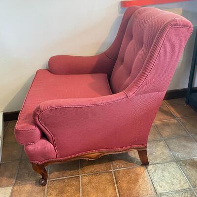 RED UPHOLSTERED ARMCHAIR