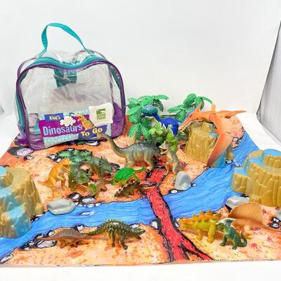 ANIMAL PLANET â€œDINOSAURS TO GOâ€ PLASTIC DINOSAURS & MAT IN BACKPACK