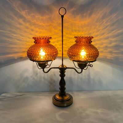 [69] VINTAGE | 1970s | Amber Glass Table Lamp | Americana