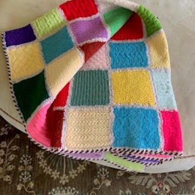 Lot A7: Vintage Large Colorful Crochet Afghan