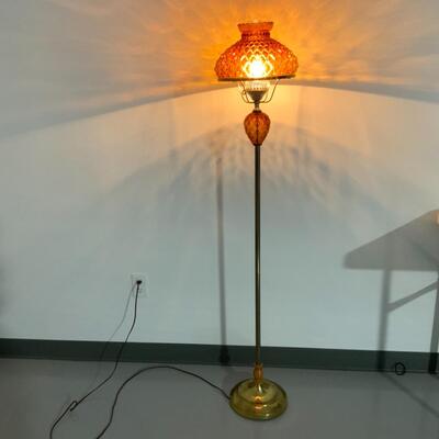 [72] VINTAGE | Single Amber Glass Lamp | MCM Decor
