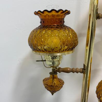 [73] VINTAGE | Single Triple Lamp | Amber Glass | MCM Decor