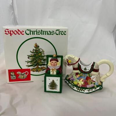 [83] SPODE | Christmas Tree | Figural Creamer and Sugar | MIB