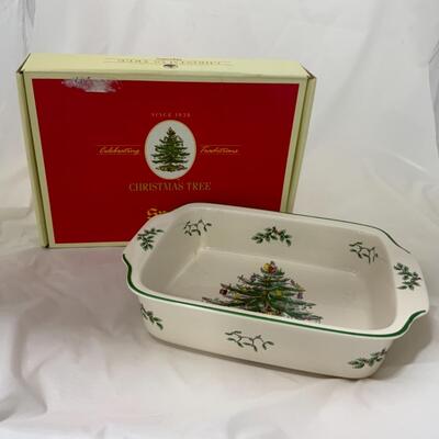 [88] SPODE | Handled Baking Dish | Original Box | Christmas Tree