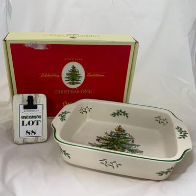 [88] SPODE | Handled Baking Dish | Original Box | Christmas Tree