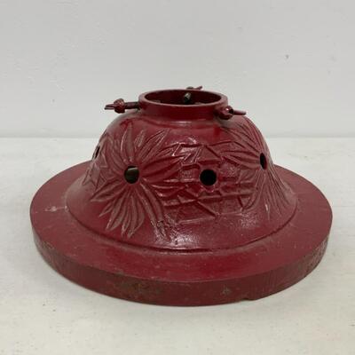 [89] VINTAGE | Cast Iron Tree Stand | Poinsettias | Red
