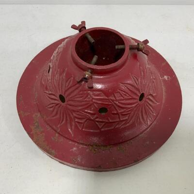 [89] VINTAGE | Cast Iron Tree Stand | Poinsettias | Red