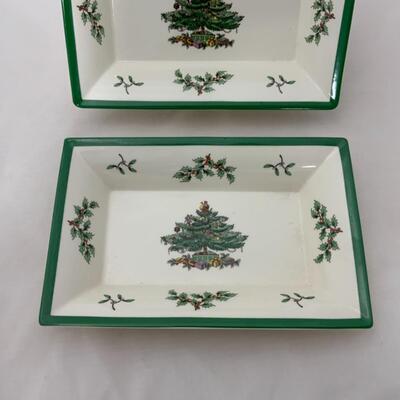 [87] SPODE | Two Rectangular Accent Dishes | Christmas Tree