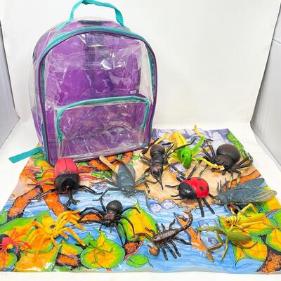 LARGE PLASTIC BUGS AND MAT TOY LOT