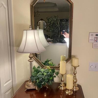 Lot 1  Decor Misc with Lamp and Mirror