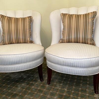 Lot 31  Pair of White Upholstered Chairs