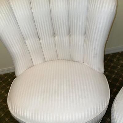 Lot 31  Pair of White Upholstered Chairs