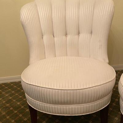 Lot 31  Pair of White Upholstered Chairs