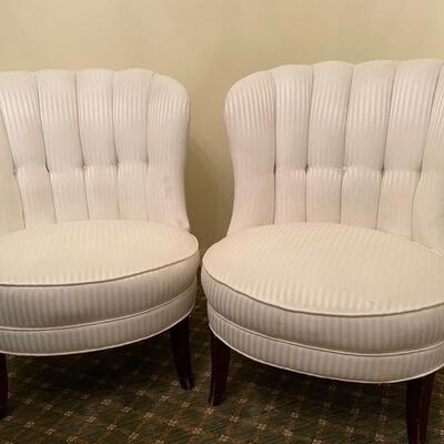 Lot 31  Pair of White Upholstered Chairs