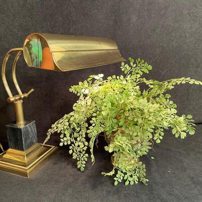 Lot 38  Brass Piano Lamp with Silk Arrangement