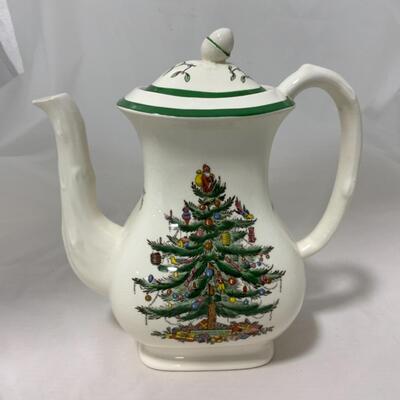 [94] SPODE | Christmas Tree Tea Set | Creamer | Sugar | Tea Pot | Coffee