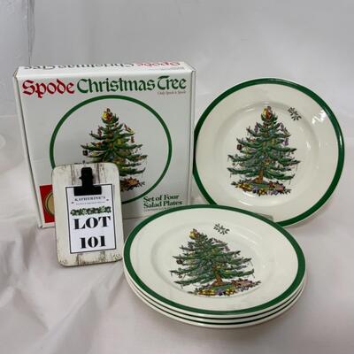 [101] SPODE | Set of 4 Salad Plates | Christmas Tree