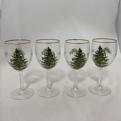 [102] SPODE | All Purpose Wine Glasses | Set of 4 | Christmas Tree