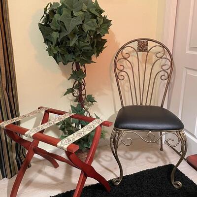 Lot 57  Decor Misc with Chair and Luggage Stand