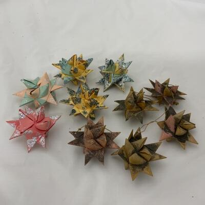 [107] VINTAGE | 9 Hand Made Glittered Stars | Ornaments