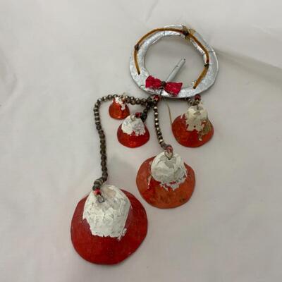 [110] ANTIQUE | Paper Mache Hanging Bell Decor | Glass Beads