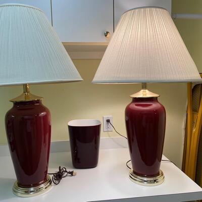 Lot 87  Pair of Lamps with Wastebasket