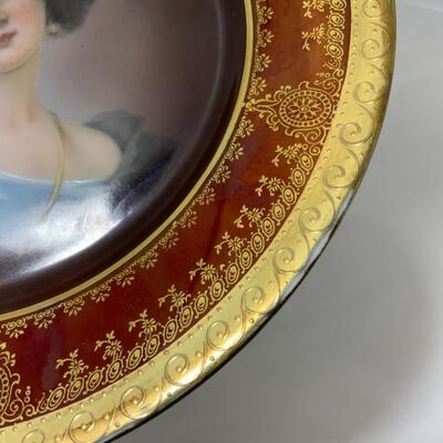 [120] ANTIQUE | 1800s | Royal Vienna | Gold Gilded Hand Painted Portrait Plate