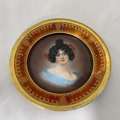 [120] ANTIQUE | 1800s | Royal Vienna | Gold Gilded Hand Painted Portrait Plate