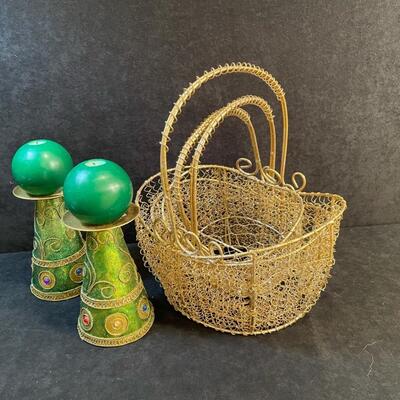 Lot 125  Gold Decor Baskets