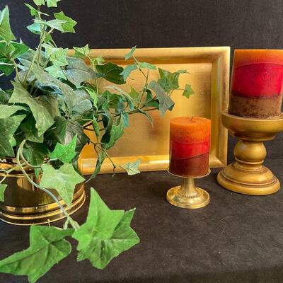 Lot 126  Decor Misc with Gold Leaf Tray