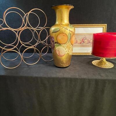 Lot 128  Wine rack and Decor Misc