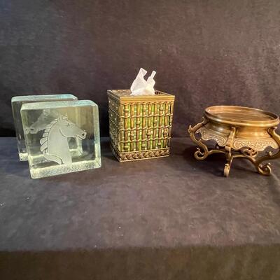 Lot 130  Decor Misc with Glass Bookends