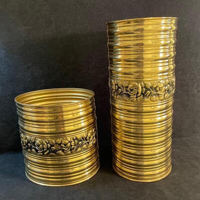 Lot 139  Brass Umbrella Stand and Wastebasket
