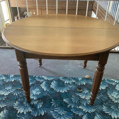 Round Walnut Table w/1 leaf