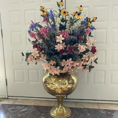 Brass Urn with floral arrangement