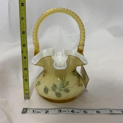 [127] FENTON | Hand Painted Cased Glass Basket | Paperwork