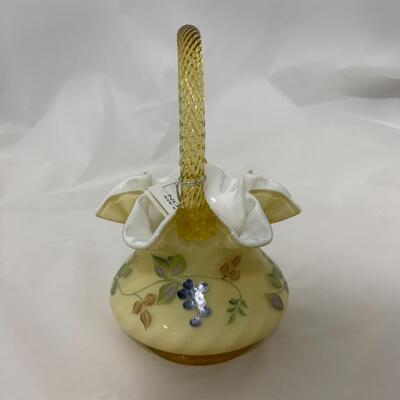 [127] FENTON | Hand Painted Cased Glass Basket | Paperwork