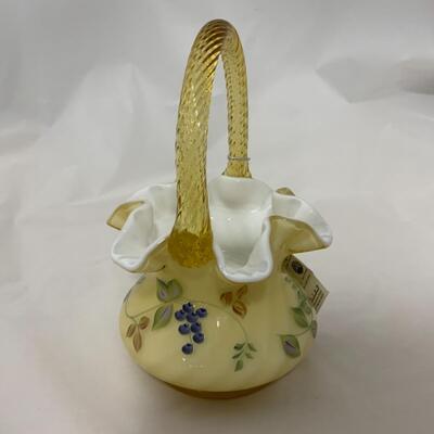 [127] FENTON | Hand Painted Cased Glass Basket | Paperwork