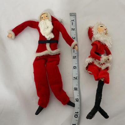 [128] VINTAGE | Bendable Santa Duo | Clay Face | Fabric