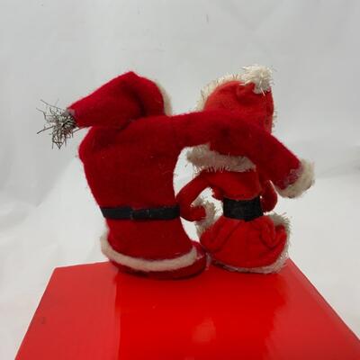 [128] VINTAGE | Bendable Santa Duo | Clay Face | Fabric