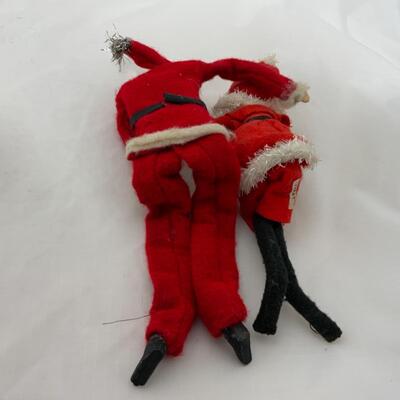 [128] VINTAGE | Bendable Santa Duo | Clay Face | Fabric