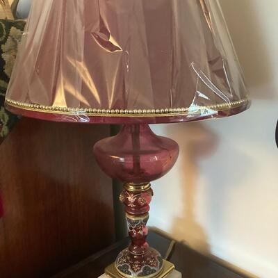 Stunning Cranberry Lamp with custom shade