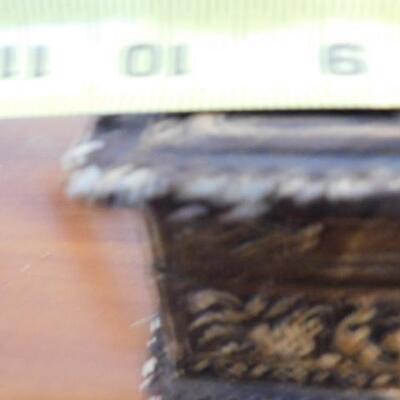 Vintage Leather Bound Mahogany Wood Storage Box Iron Smith and Anvil Theme