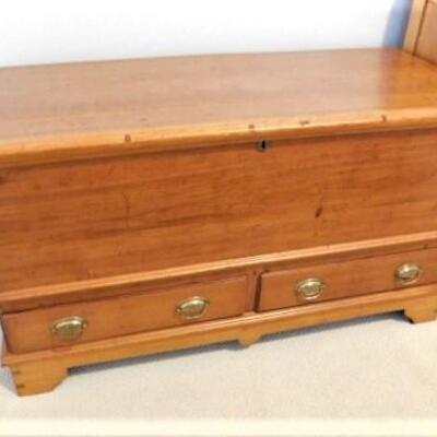 Antique Solid Maple Wide Panel Blanket Chest with Dovetail Details