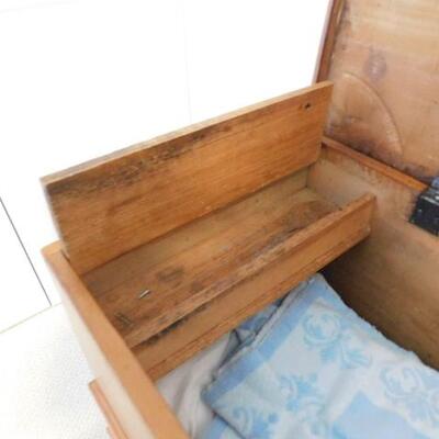 Antique Solid Maple Wide Panel Blanket Chest with Dovetail Details