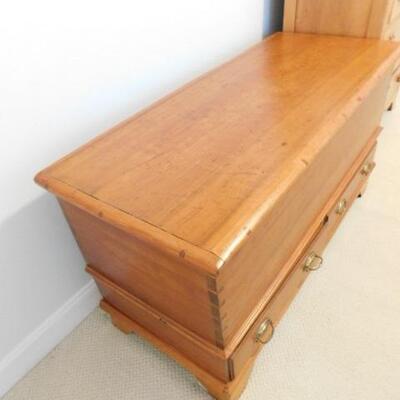 Antique Solid Maple Wide Panel Blanket Chest with Dovetail Details