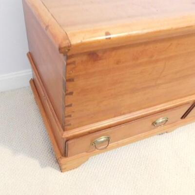 Antique Solid Maple Wide Panel Blanket Chest with Dovetail Details