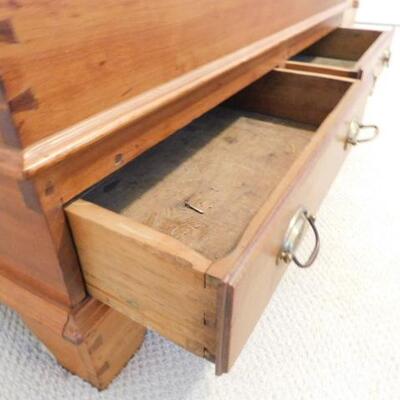 Antique Solid Maple Wide Panel Blanket Chest with Dovetail Details